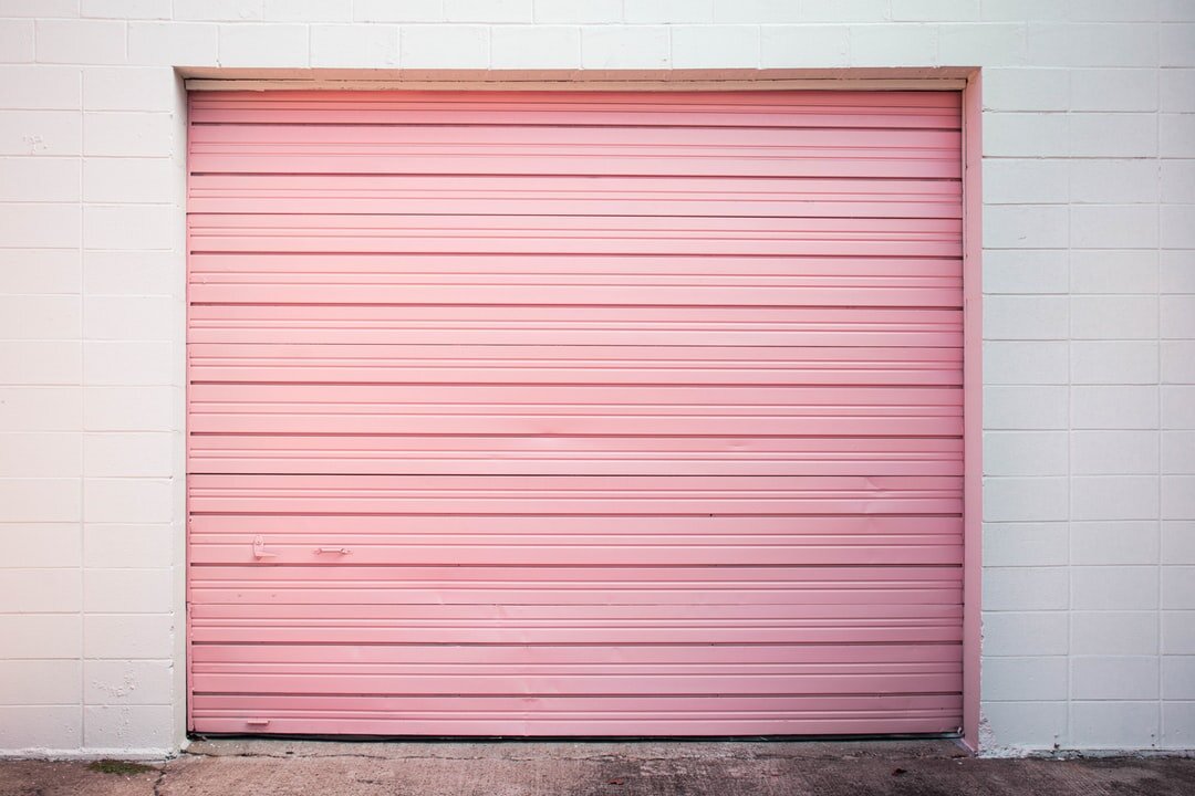 pink metal garage door